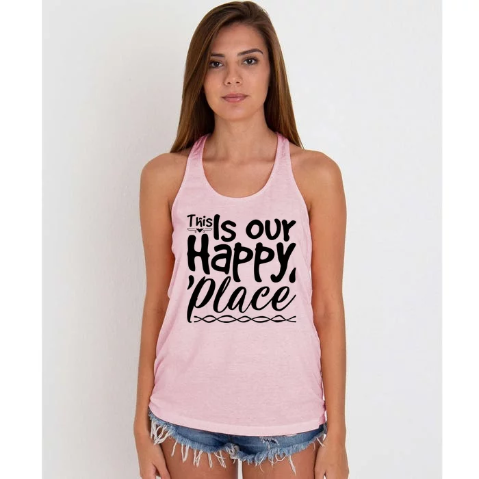 This Is Our Happy Place Couple Relationship Cute Gift Women's Knotted Racerback Tank