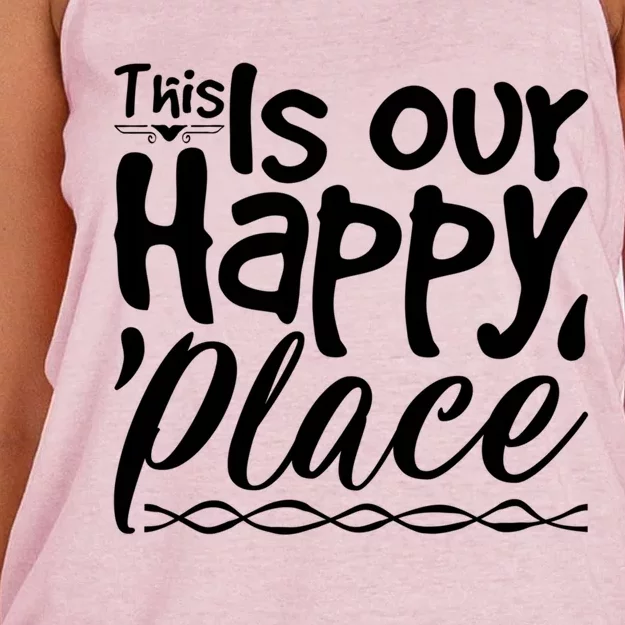 This Is Our Happy Place Couple Relationship Cute Gift Women's Knotted Racerback Tank