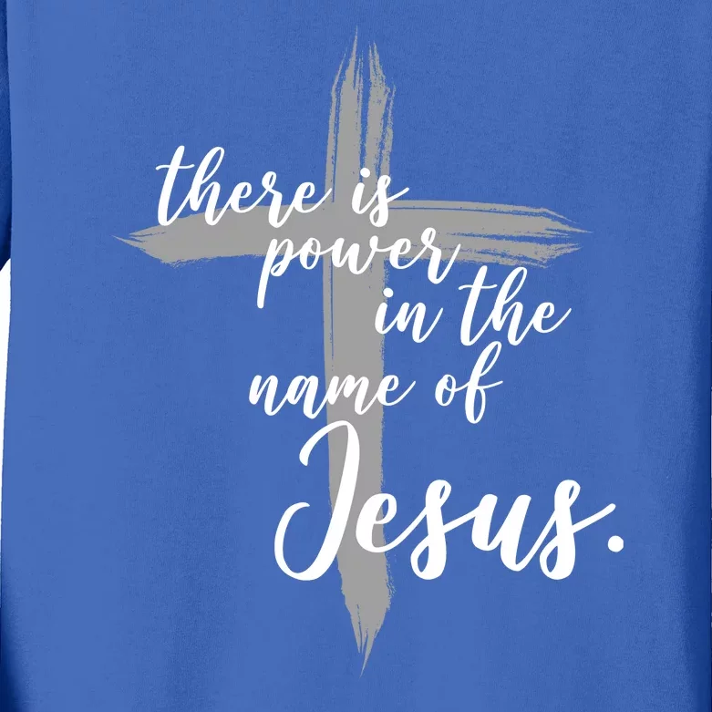 There Is Power In The Name Of Jesus Cross Kids Long Sleeve Shirt