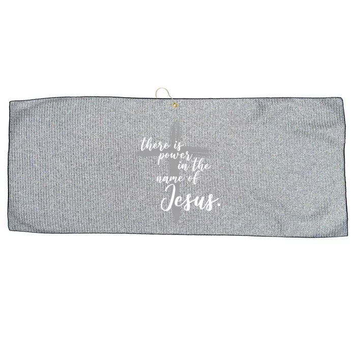 There Is Power In The Name Of Jesus Cross Large Microfiber Waffle Golf Towel