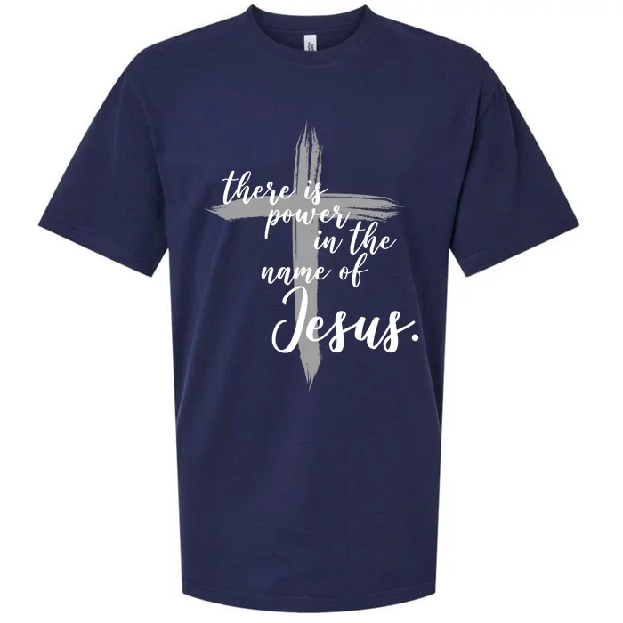 There Is Power In The Name Of Jesus Cross Sueded Cloud Jersey T-Shirt