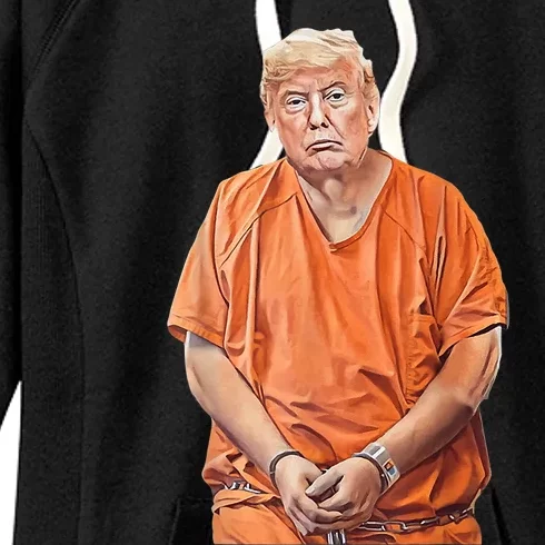 Trump In Prison Funny Anti Trump Trump Mugshot Design Women's Fleece Hoodie