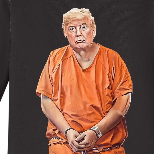 Trump In Prison Funny Anti Trump Trump Mugshot Design Baby Long Sleeve Bodysuit