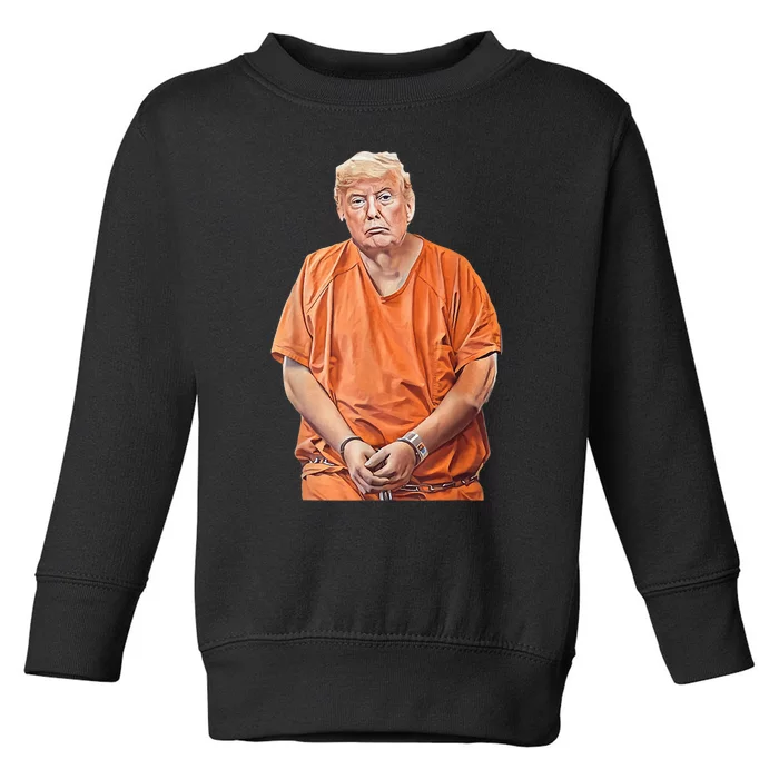 Trump In Prison Funny Anti Trump Trump Mugshot Design Toddler Sweatshirt