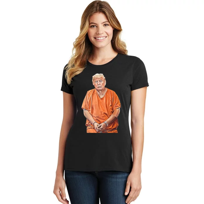 Trump In Prison Funny Anti Trump Trump Mugshot Design Women's T-Shirt