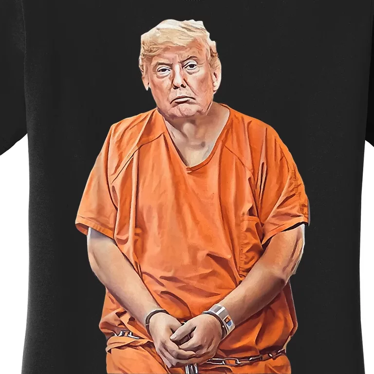 Trump In Prison Funny Anti Trump Trump Mugshot Design Women's T-Shirt