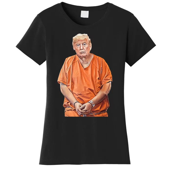 Trump In Prison Funny Anti Trump Trump Mugshot Design Women's T-Shirt