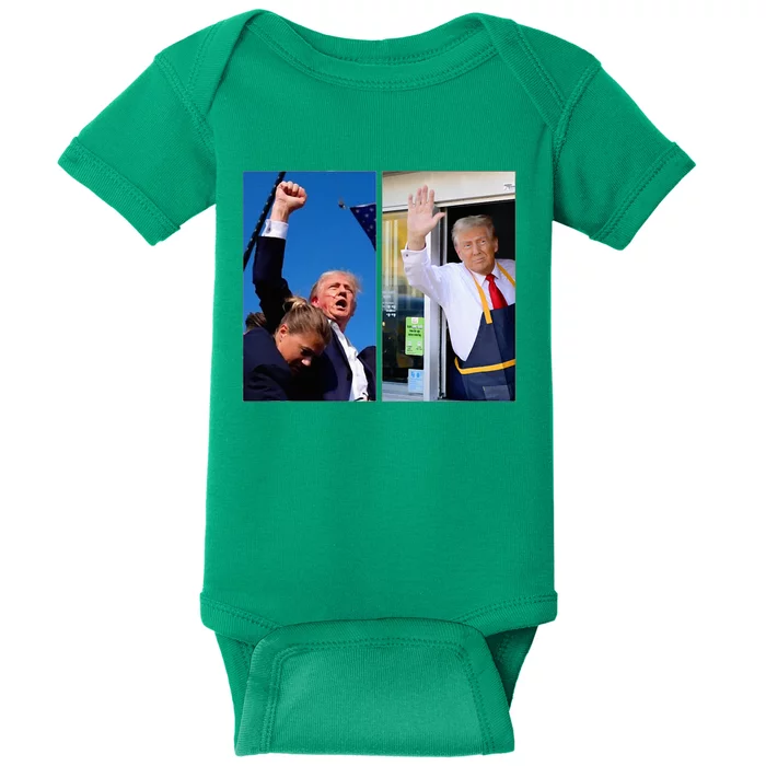 Trump Iconic Photos Waving Fast Food Fist In Air Rally Pa Baby Bodysuit