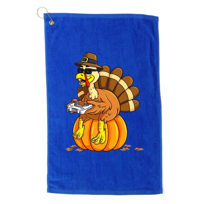 Turkey I Paused My Game To Be Thankful Video Gamer Platinum Collection Golf Towel