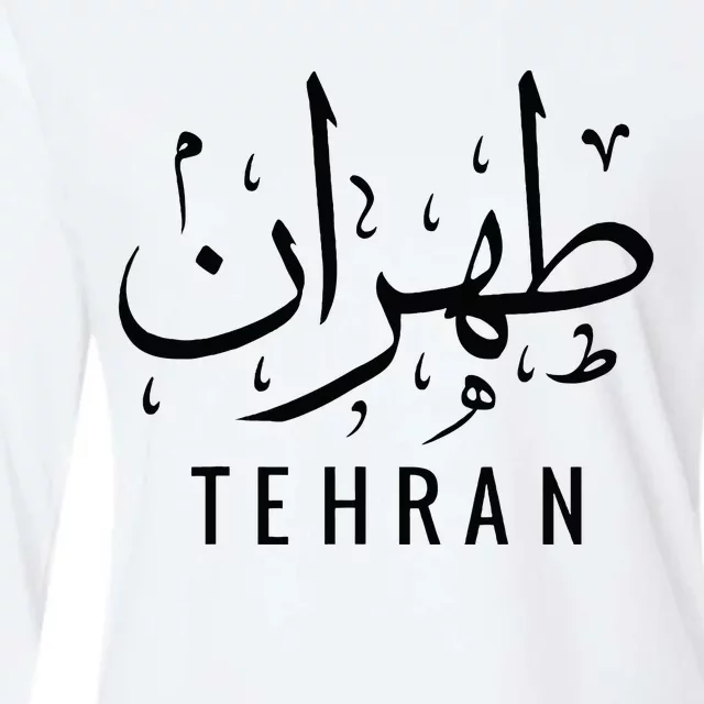 Tehran Iran Persian Calligraphy Farsi Iranian Womens Cotton Relaxed Long Sleeve T-Shirt