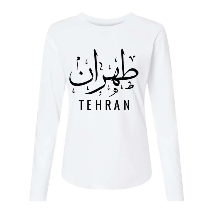 Tehran Iran Persian Calligraphy Farsi Iranian Womens Cotton Relaxed Long Sleeve T-Shirt