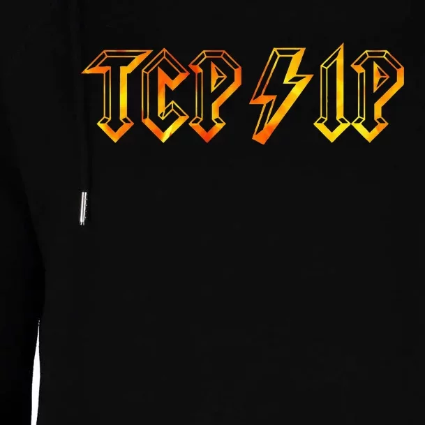 Tcpip In Rock N Roll Style Computer Geeks Networking Womens Funnel Neck Pullover Hood