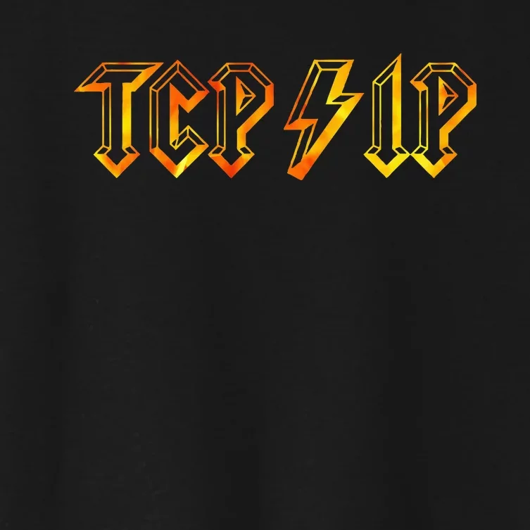 Tcpip In Rock N Roll Style Computer Geeks Networking Women's Crop Top Tee