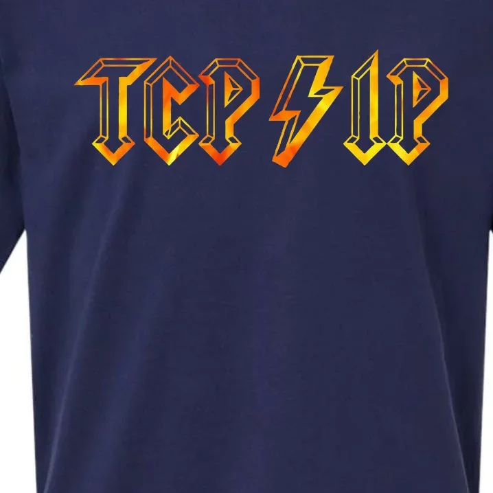 Tcpip In Rock N Roll Style Computer Geeks Networking Sueded Cloud Jersey T-Shirt