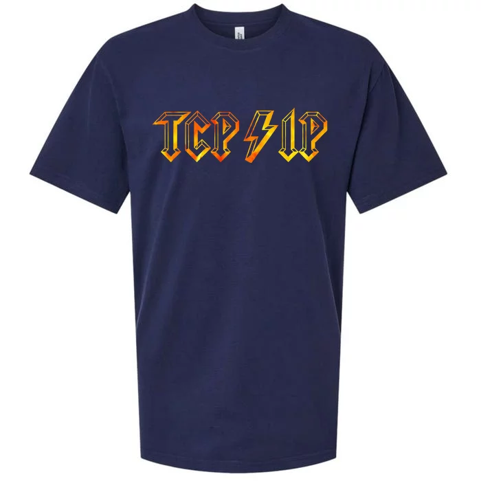 Tcpip In Rock N Roll Style Computer Geeks Networking Sueded Cloud Jersey T-Shirt