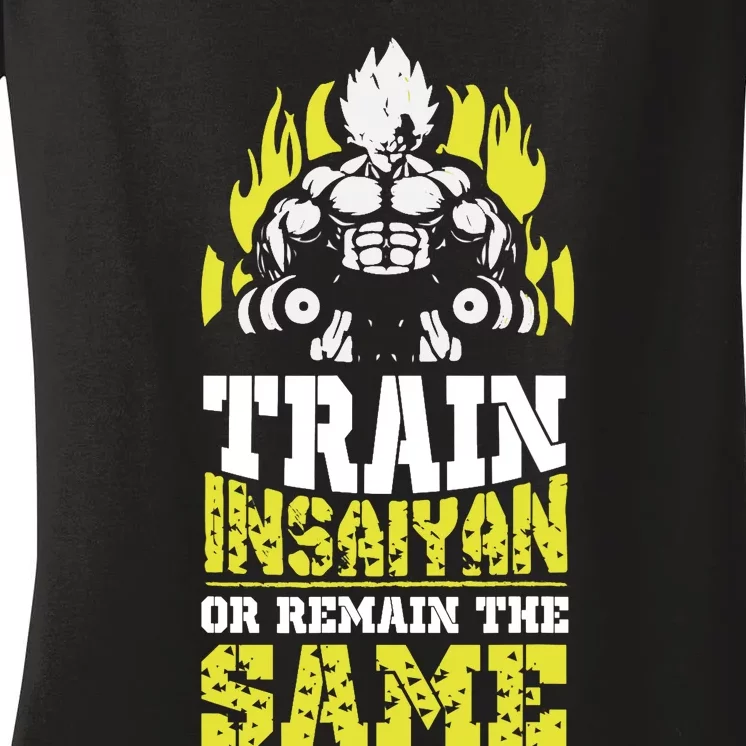 Train Insaiyan Remain The Same Workout Anime Gym Women's V-Neck T-Shirt