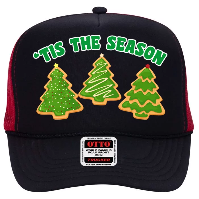 'Tis The Season Cute Funny Christmas High Crown Mesh Trucker Hat