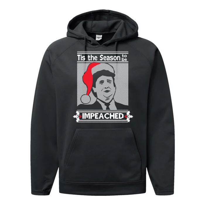 Tis The Season To Be Impeached Ugly Christmas Performance Fleece Hoodie