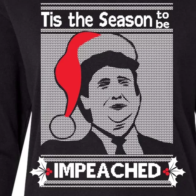 Tis The Season To Be Impeached Ugly Christmas Womens Cotton Relaxed Long Sleeve T-Shirt