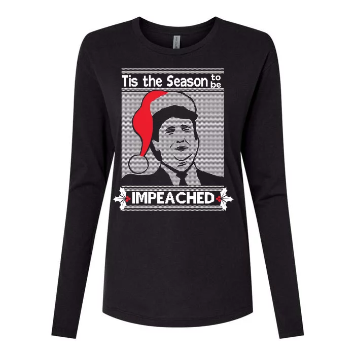 Tis The Season To Be Impeached Ugly Christmas Womens Cotton Relaxed Long Sleeve T-Shirt