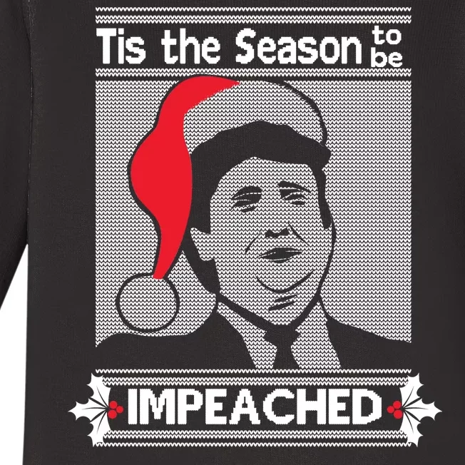 Tis The Season To Be Impeached Ugly Christmas Baby Long Sleeve Bodysuit