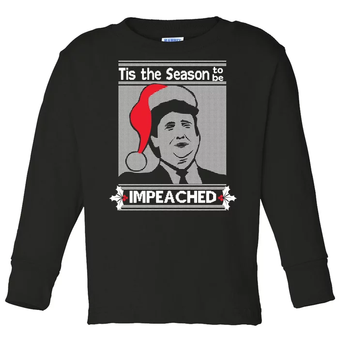 Tis The Season To Be Impeached Ugly Christmas Toddler Long Sleeve Shirt