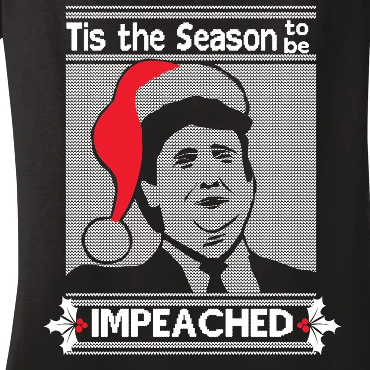 Tis The Season To Be Impeached Ugly Christmas Women's V-Neck T-Shirt