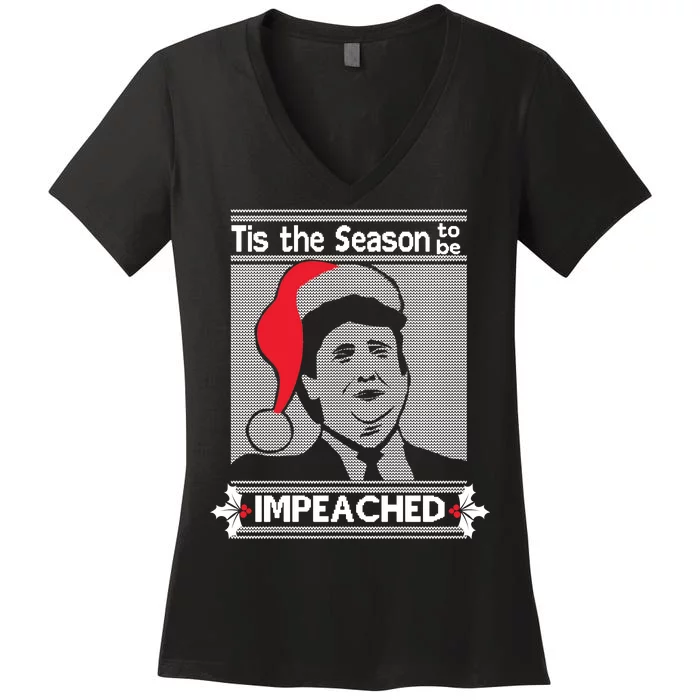 Tis The Season To Be Impeached Ugly Christmas Women's V-Neck T-Shirt