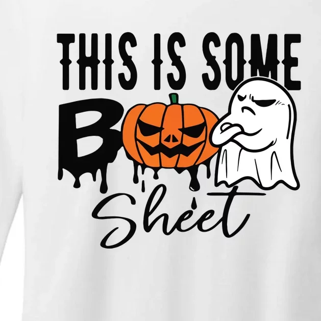 This Is Some Boo Sheet Halloween Costume Funny Angry Ghost Womens CVC Long Sleeve Shirt