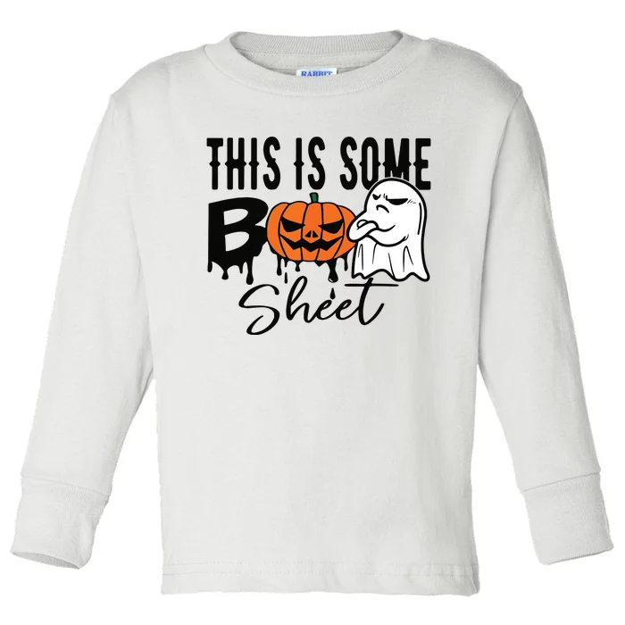 This Is Some Boo Sheet Halloween Costume Funny Angry Ghost Toddler Long Sleeve Shirt