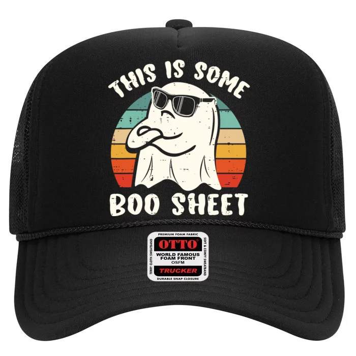 This Is Some Boo Sheet Halloween Ghost Funny Gift Men Women High Crown Mesh Trucker Hat