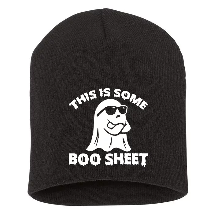 Funny Halloween Boo Ghost Costume This is Some Boo Sheet Short Acrylic Beanie