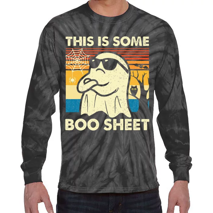 This Is Some Boo Sheet Ghost Retro Funny Halloween Tie-Dye Long Sleeve Shirt