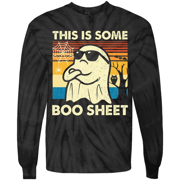 This Is Some Boo Sheet Ghost Retro Funny Halloween Tie-Dye Long Sleeve Shirt