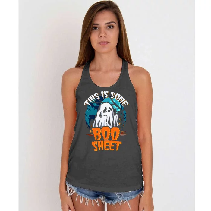 This Is Some Boo Sheet Ghost Halloween Costume Women's Knotted Racerback Tank