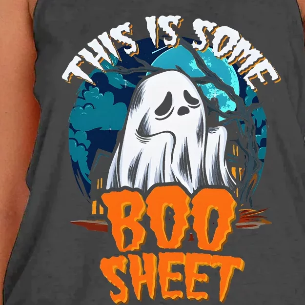 This Is Some Boo Sheet Ghost Halloween Costume Women's Knotted Racerback Tank