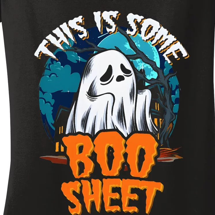 This Is Some Boo Sheet Ghost Halloween Costume Women's V-Neck T-Shirt