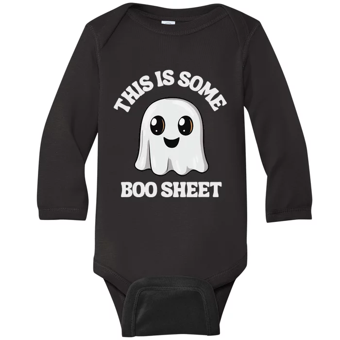 This Is Some Boo Sheet Ghost Retro Cute Halloween Baby Long Sleeve Bodysuit