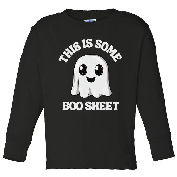 This Is Some Boo Sheet Ghost Retro Cute Halloween Toddler Long Sleeve Shirt