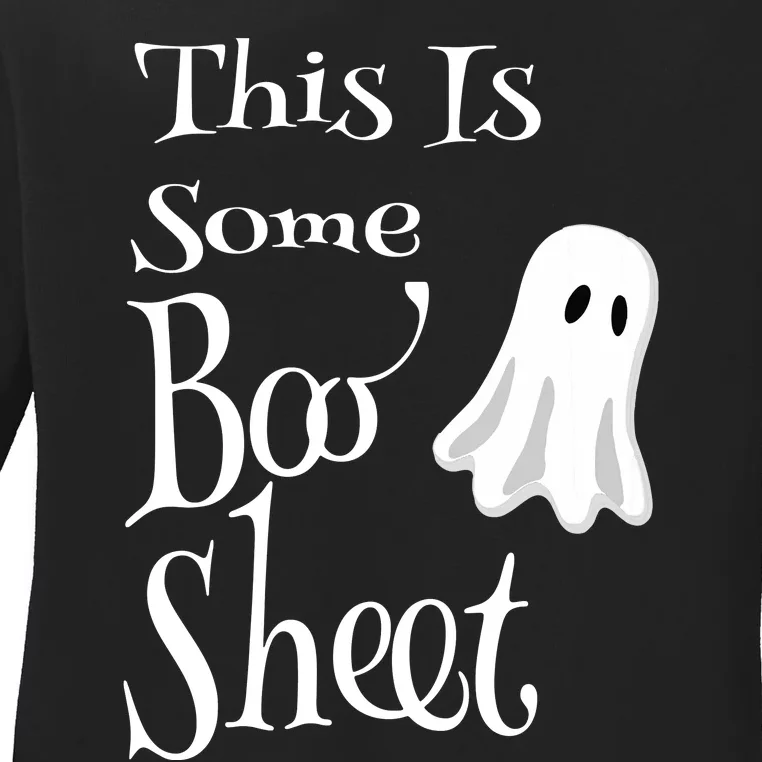 This Is Some Boo Sheet Funny Halloween Pun Design Ghost Gift Ladies Long Sleeve Shirt