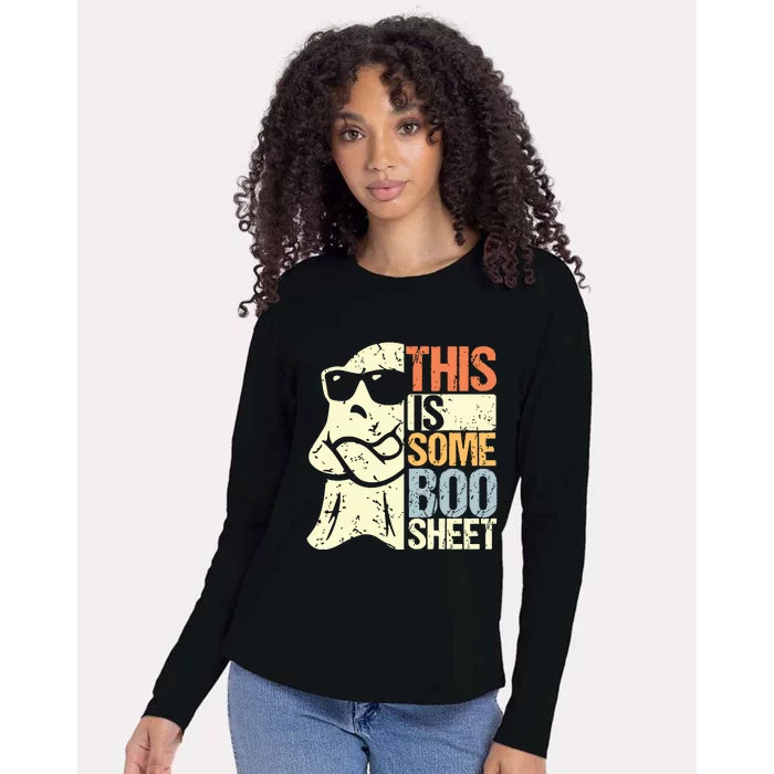 This Is Some Boo Sheet Ghost Retro Halloween Costume Womens Cotton Relaxed Long Sleeve T-Shirt