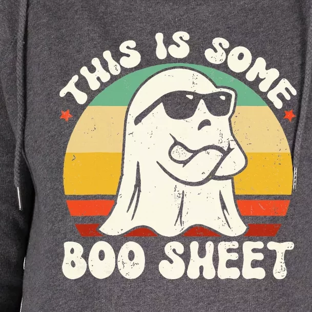 This Is Some Boo Sheet Retro Halloween Costume Womens Funnel Neck Pullover Hood