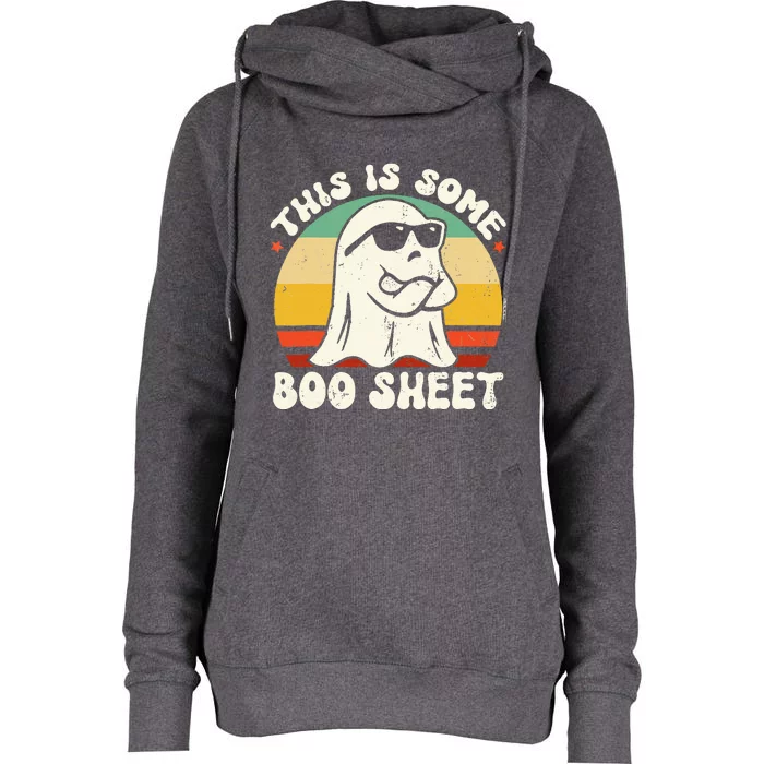 This Is Some Boo Sheet Retro Halloween Costume Womens Funnel Neck Pullover Hood