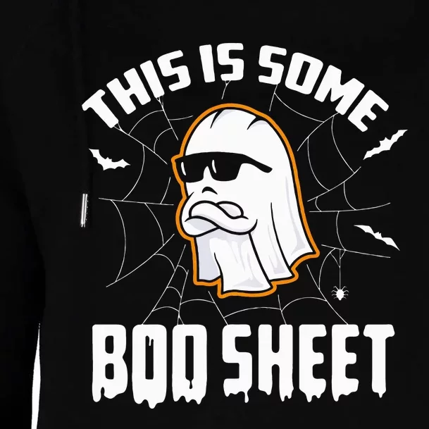 This Is Some Boo Sheet Funny Halloween Ghost Costume Womens Funnel Neck Pullover Hood