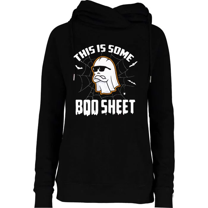 This Is Some Boo Sheet Funny Halloween Ghost Costume Womens Funnel Neck Pullover Hood