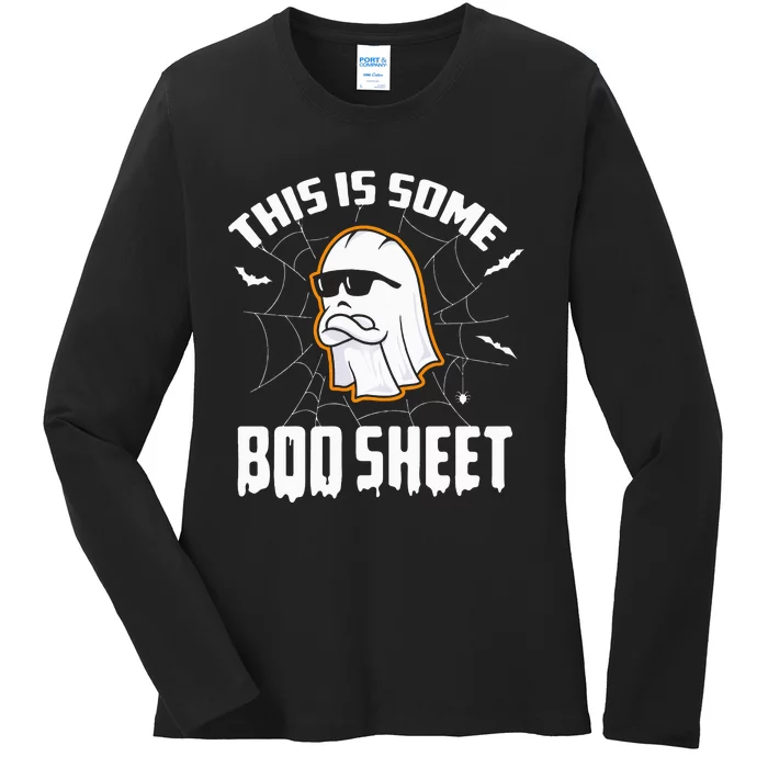 This Is Some Boo Sheet Funny Halloween Ghost Costume Ladies Long Sleeve Shirt