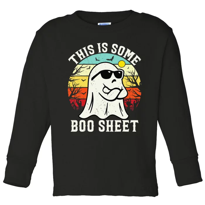 This Is Some Boo Sheet Ghost Retro Halloween Funny Halloween Toddler Long Sleeve Shirt