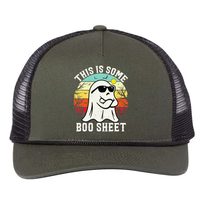 This Is Some Boo Sheet Ghost Retro Halloween Funny Halloween Retro Rope Trucker Hat Cap