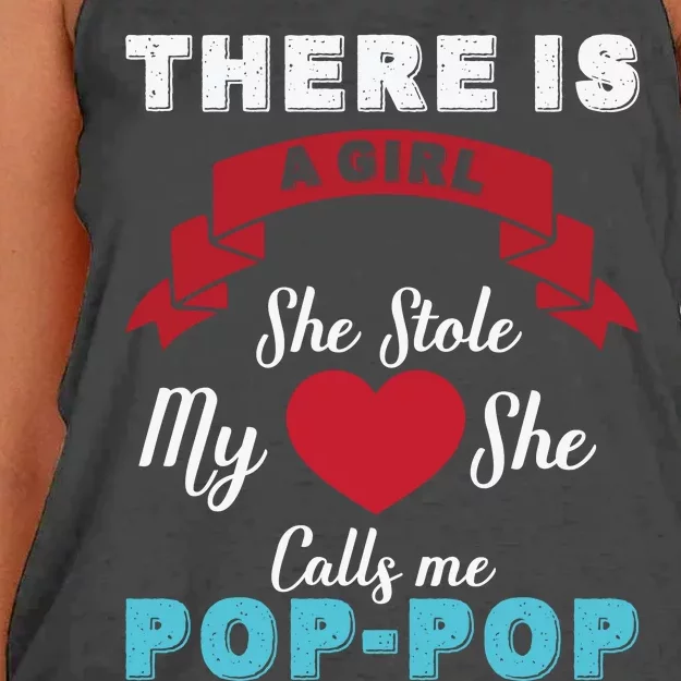 There Is She Stole My She Calls Me Pop Pop Women's Knotted Racerback Tank