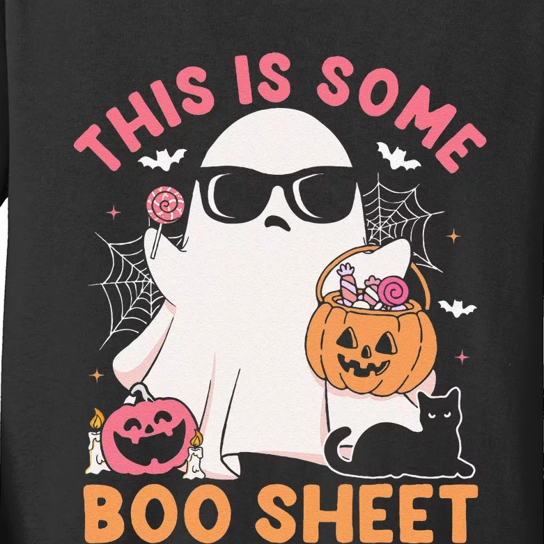 This Is Some Boo Sheet Cute Ghost Retro Halloween Costume Gift Kids Long Sleeve Shirt